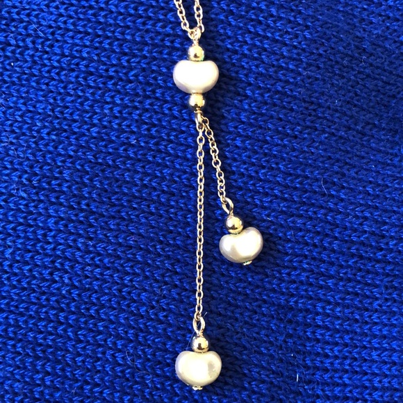 NWT vintage Avon faux pearl Y lariat necklace gold tone - Picture 2 of 8